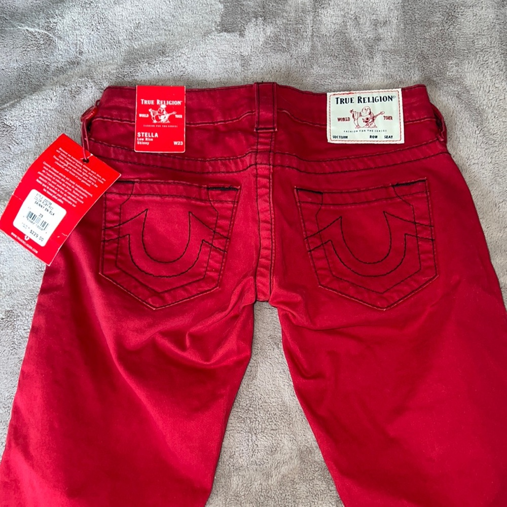 True Religion Stella Low Rise Skinny in Red